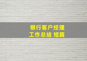 银行客户经理工作总结 短篇